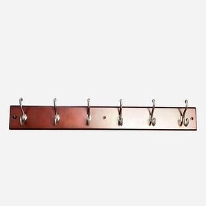 Brainerd Brown Wall Mounted 27 Inch Scroll Coat Rack With 6 Satin Nickel Hooks